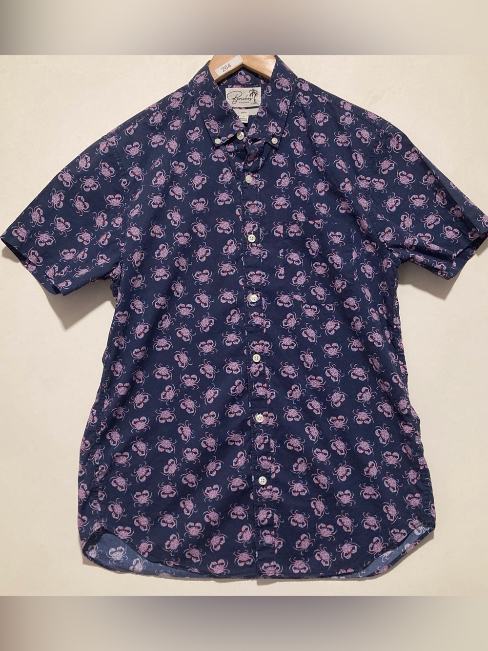 Bonobos Men’s Medium Slim Fit Short Sleeve Button Down Shirt Crab Print